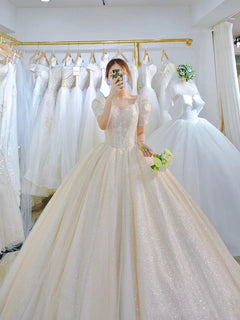 Wedding Dress Princess Bride Dress Shiny Ball Gown Wedding Dress