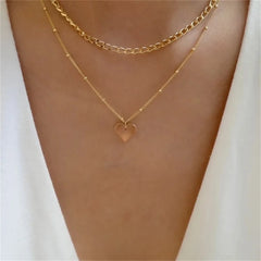 Bls-miracle Boho Fashion Gold Color Heart-Shaped Necklace For Women Trendy