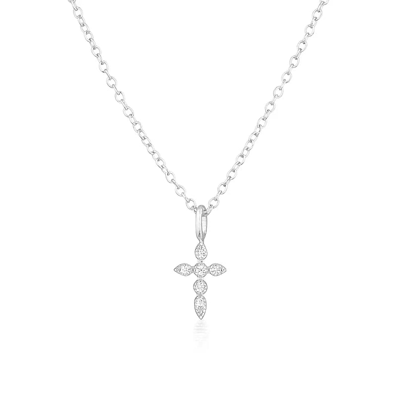 Aide 925 Sterling Silver Necklaces Charms for Women Crystal Cross Clavicle Collar Chain Simple Choker Necklace Accessories Gift