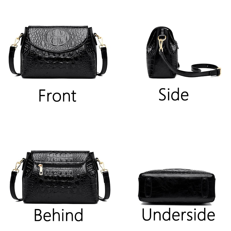 Female Bag Genuine Leather Casual Tote Bags Crocodile Pattern Shoulder