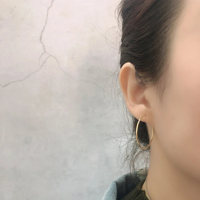 WANTME Genuine 925 Sterling Silver Fashion Korean Simple Hoop Earrings for Women Men Charming Chic Party Jewelry Accessories
