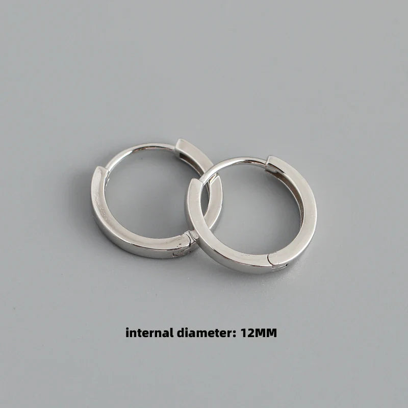 WANTME 925 Sterling Silver Minimalist Punk Rock Circle Hoop Earrings for Women Men Goth Piercing Ear Buckle Charm Fine Jewelry
