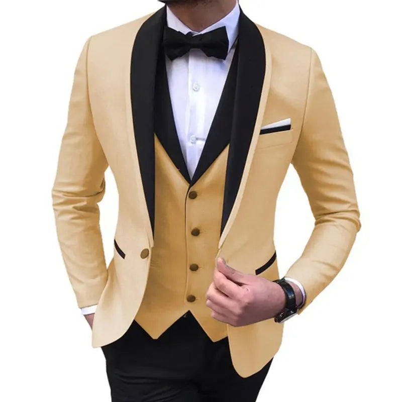 Tuxedo for Mens: Wedding Evening Dress 3 Pieces Jacket+Pants+Vest Men Suit Set
