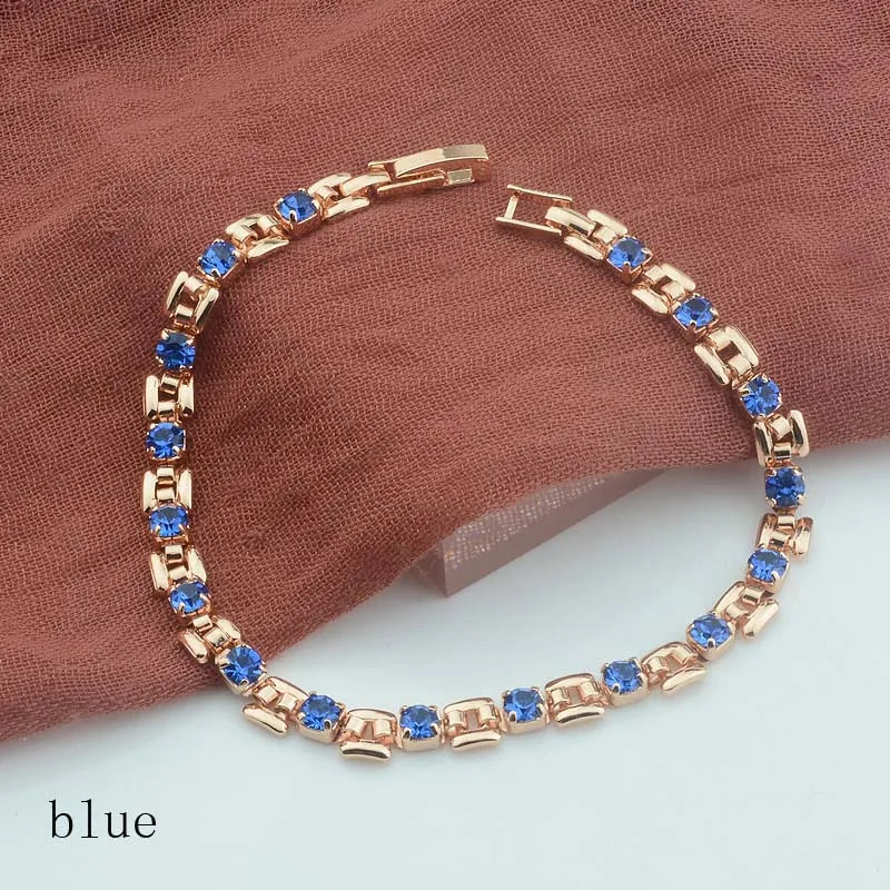 9 Color Women Girls Pink/Green/White/Red/Blue Cubic Zircon Stone Bracelets Wrist Square Shaped Bracelets
