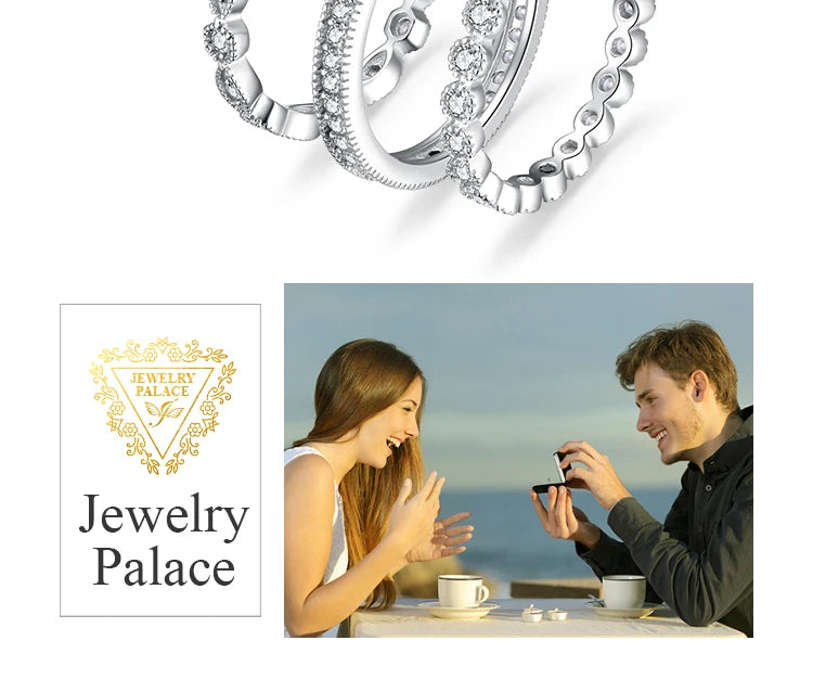 JewelryPalace 3 Pcs 925 Sterling Silver Yellow Rose Gold Band Ring Set Women
