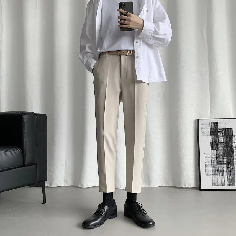 Suit Pants Men Slim Fashion Solid Color Business Society Dress Pants Men Straight Pants