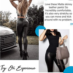 High Waist Faux Leather Leggings Women Thick Non See-through PU Leggings