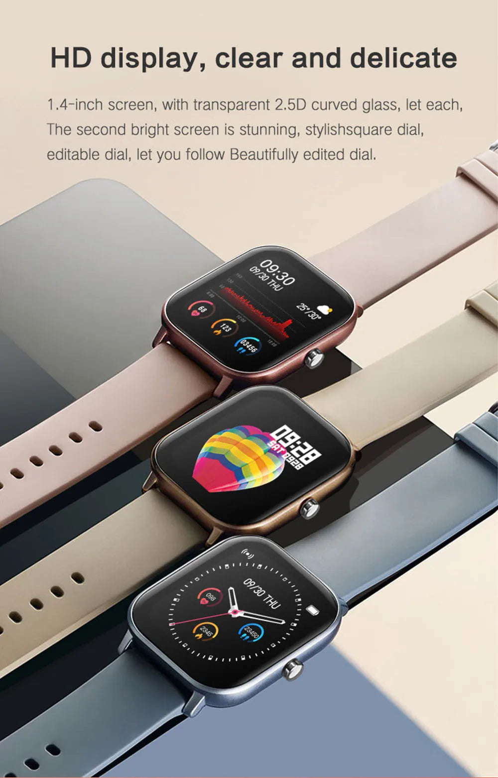 P8 Smart Watch Men Women Heart Rate Blood Pressure Monitor Bluetooth Connect Smartwatch Fitness for Android Sport Watch Smart