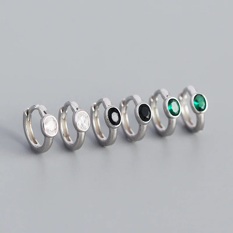 WANTME 925 Sterling Silver Simple Oval Cut Zircon Hoop Earrings for Women Geometric European Piercing Huggie Jewelry Female Gift