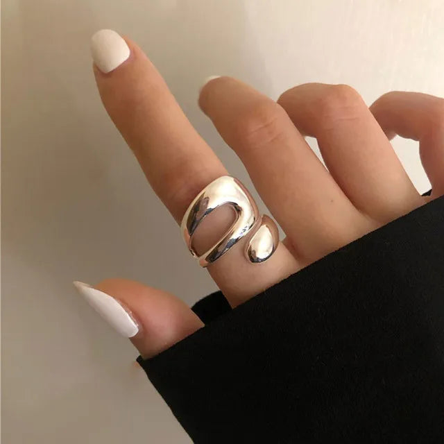 925 Sterling Silver Smooth Rings For Women hollow out chain Jewelry Beautiful