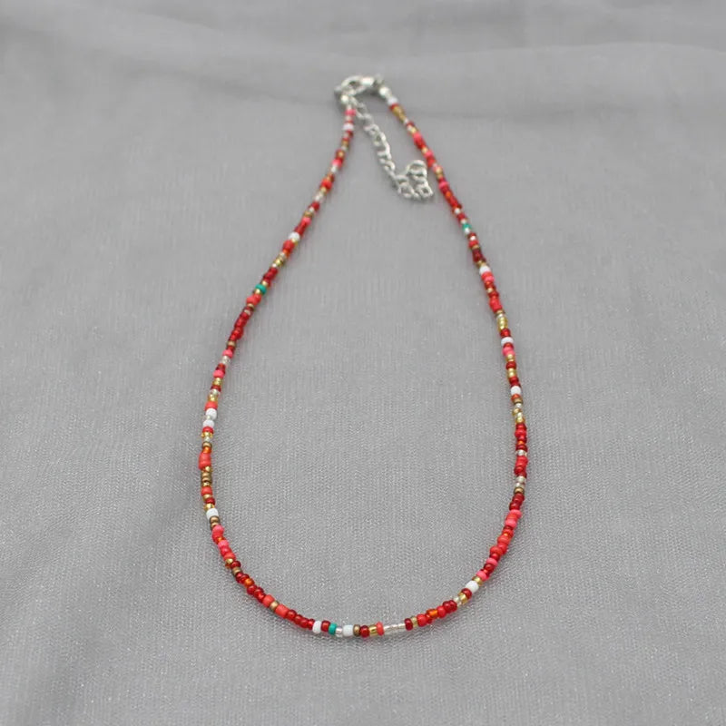 Simple Seed Beads Strand Choker Necklace Women String  Collar Charm Colorful Handmade Bohemia Collier Femme Jewelry Gift