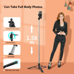 1580mm Wireless Selfie Stick Tripod Foldable Monopod With Fill light