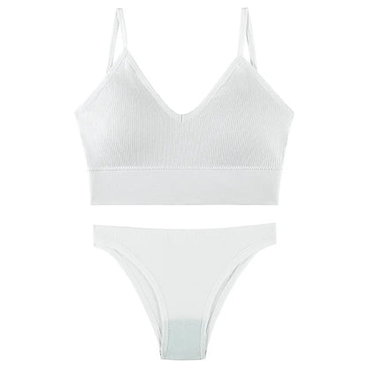 Bra Set Women Underwear Set Bralette Female Lingerie Ribbed Tops