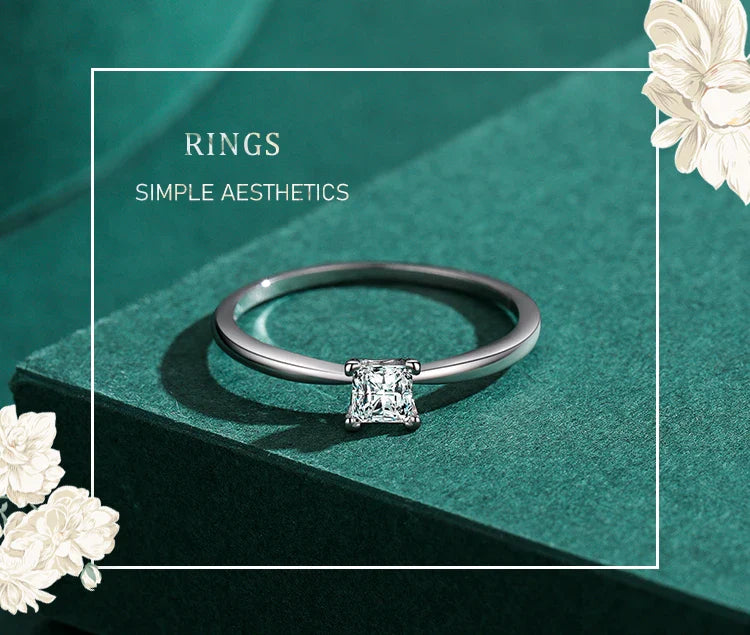 Ailmay High Quality Fashion Shiny Clear Zircon Wedding Female Finger Ring For Women Simple Square Ring Fine Jewelry