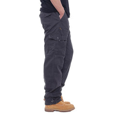 Men Multi-pocket Cargo Pants Zipper Pure Cotton Straight Leg Pants