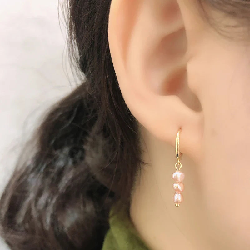 WANTME Real 925 Sterling Silver Natural Freshwater Baroque Pearl Stud Earrings for Women Bohemian Charming Jewelry Trend 2021