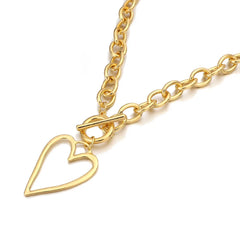 Punk Gold Color Bih Hollow Heart Pendant Necklace for Women Imitation Metal