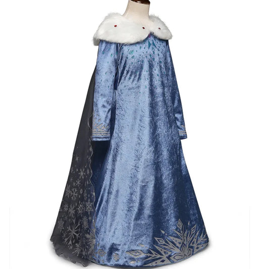 Elsa Winter Cosplay Costume for Girls Princess Party Queen Elsa Dress Kids