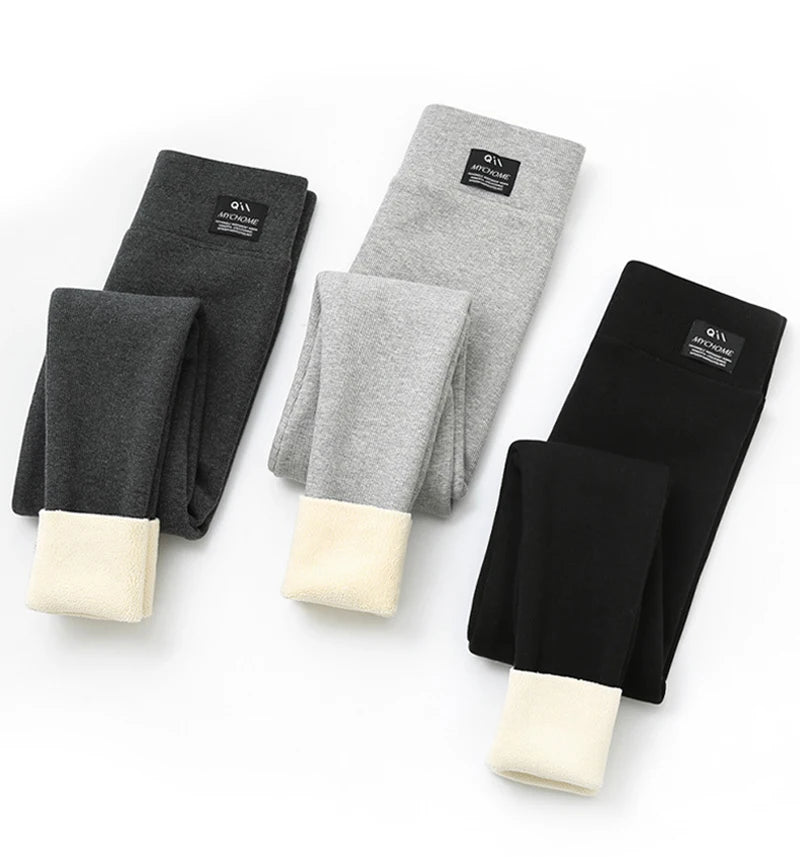 Winter Women Pants Thermal Fleece Thicken Leggings High Waist Ribbed Leggings