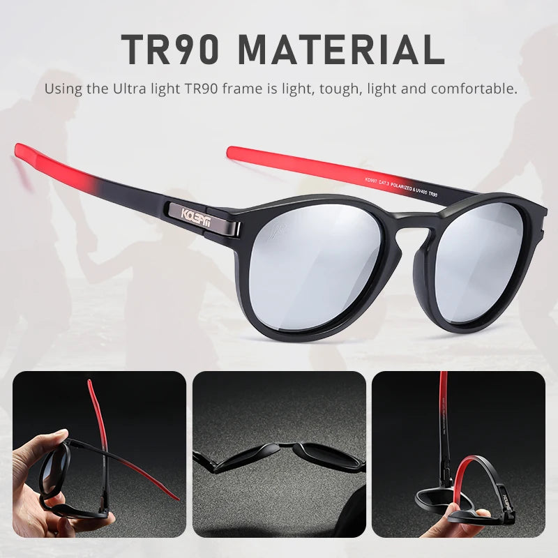 Sunglasses Men Flexible TR90 Frame Keyhole Bridge Mirror Coating