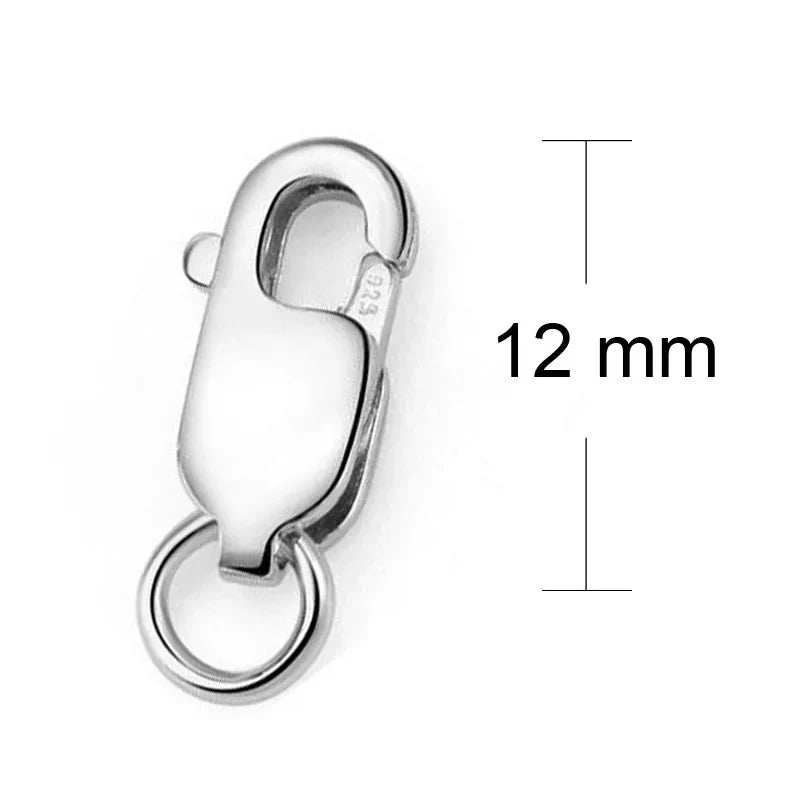 2pcs Real Pure Solid 925 Sterling Silver Lobster Clasp Hook Claw Buckle With Close Sealed Ring Connector Jewelry Findings