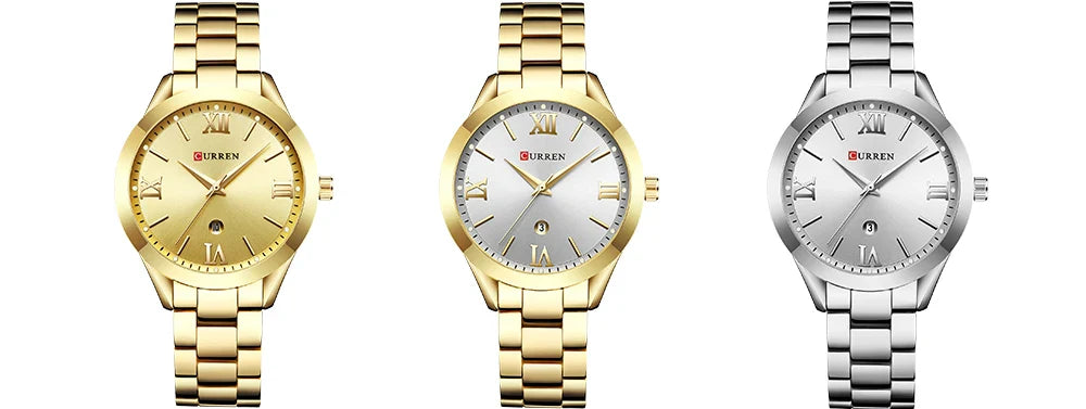 CURREN Ladies Watch For Women Fashion Retro Female Waterproof Watch Steel Quartz Watch For Women Christmas Relógio Feminino 9007