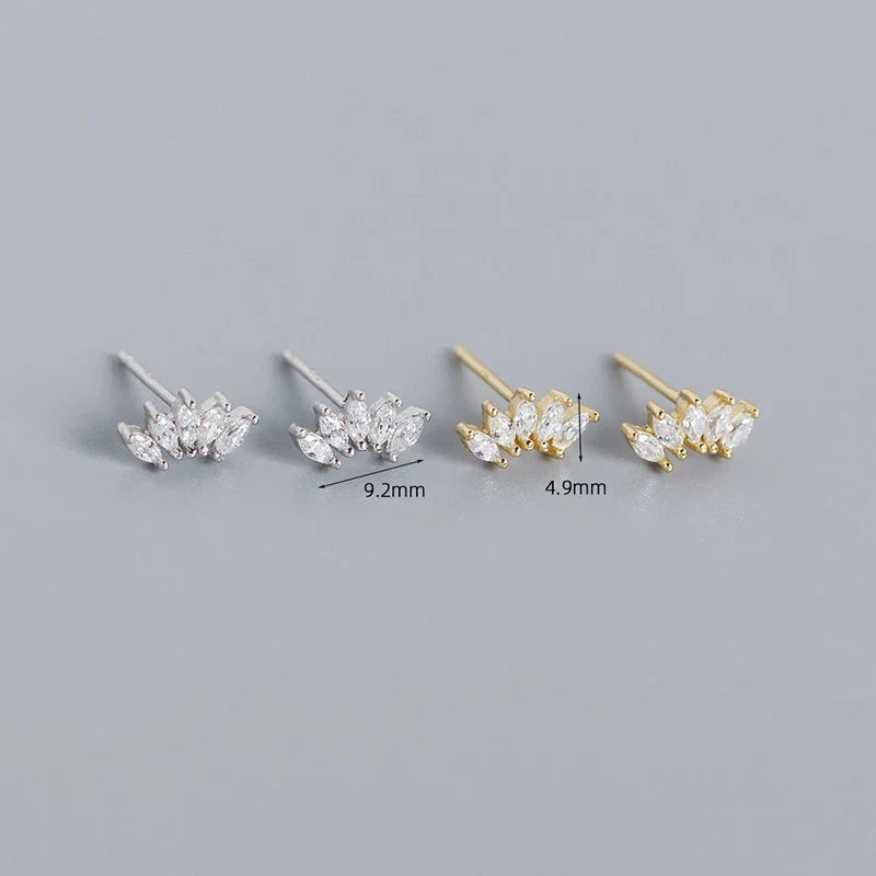 WANTME Luxury Genuine 925 Sterling Silver White Zircon Horse Eye Stud Earrings for Women Chic Office Youth Jewelry Accessories