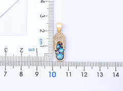 Pave CZ Rhinestone Enamel Slipper Pendant For Women Blue Evil Eye Necklace