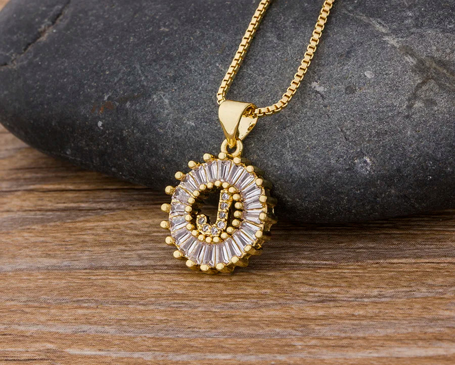 NIdin Hot Sale 2 Colors Initial Letter Pendant 26 Letters Charm Name Necklace Top Quality Copper Zircon Jewelry Birthday Gift