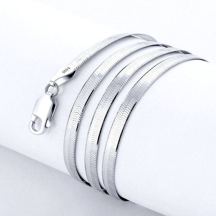 925 Sterling silver 18K Gold 4MM Flat chain Necklace for Women Luxury Fine Jewelry