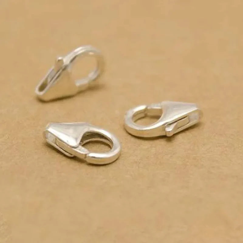 2pcs Real Pure Solid 925 Sterling Silver Lobster Spring Clasps with Ring Hook Claw Buckle Connector Jewelry Making Findings