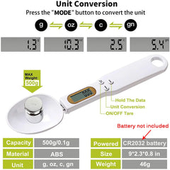 LCD Digital Kitchen Scale Electronic Cooking Food Weight Measuring Spoon 500g 0.1g