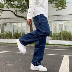 Men Wide Leg Jeans Hip Hop Casual Men's Straight Baggy Denim Pants Streetwear