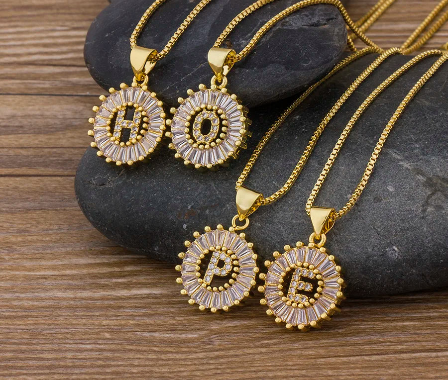 NIdin Hot Sale 2 Colors Initial Letter Pendant 26 Letters Charm Name Necklace Top Quality Copper Zircon Jewelry Birthday Gift