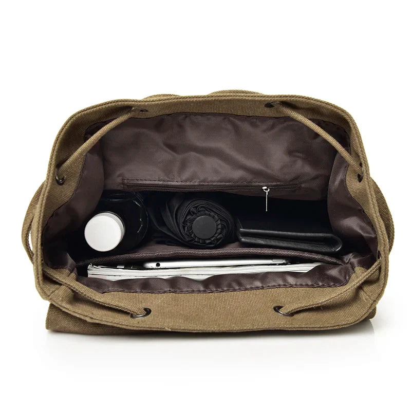 New High Quality Canvas Men Backpack Large Shoulder School Bag Rucksack For Boys Travel Fashion Camping Bags Fashion Simple Bags