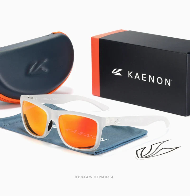 KAENON Square Polarized Sunglasses Men TR90 Flexible Sports Sun Glasses For Women Real Coating Lens With Original Box