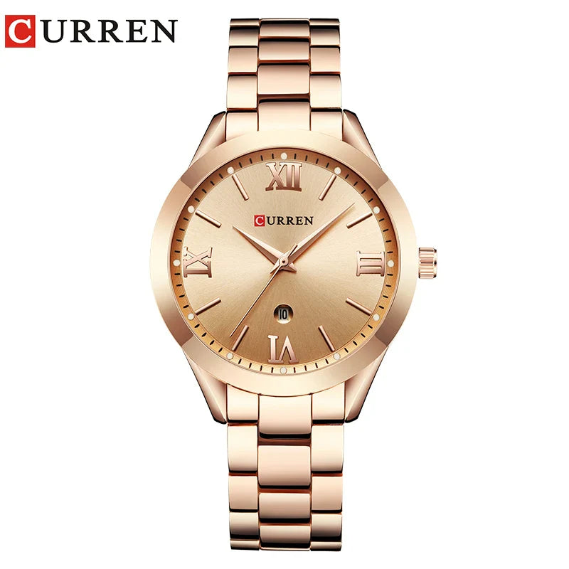 CURREN Ladies Watch For Women Fashion Retro Female Waterproof Watch Steel Quartz Watch For Women Christmas Relógio Feminino 9007