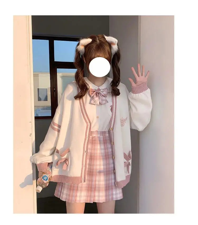 Autumn Winter Women Sweater Loose Japanese Style Sweet Knitted Cardigan
