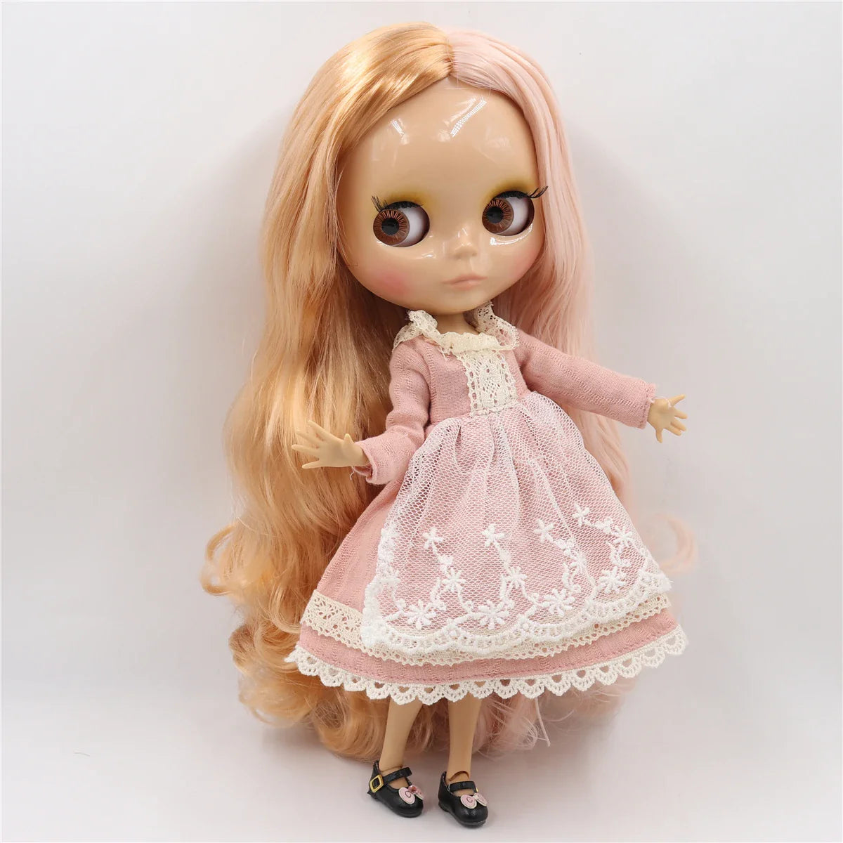 ICY DBS Blyth doll 1/6 bjd joint body tan skin doll glossy face 30cm toy random eyes colors