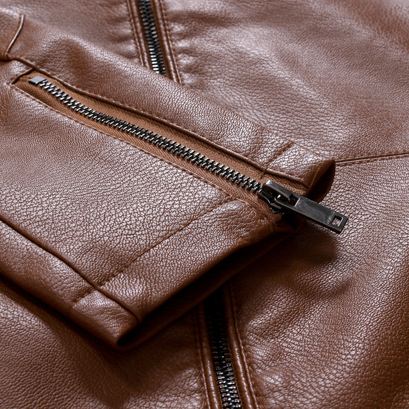 Leather Jacket Men Spring Autumn Coat Motorcycle Biker Slim Fit Outwear Male