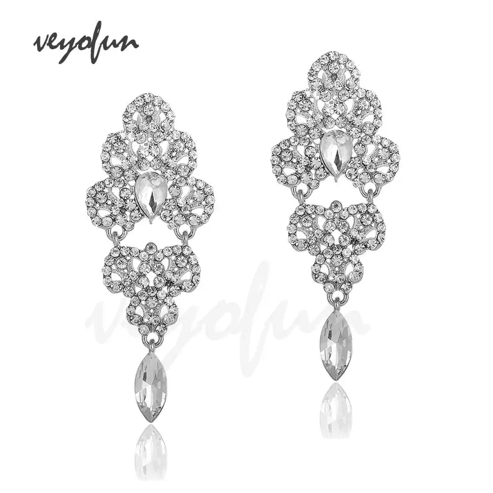 Veyofun Vintage Rhinestone Dangle Earrings Hollow out Drop Earrings Fashion Jewelry for Women