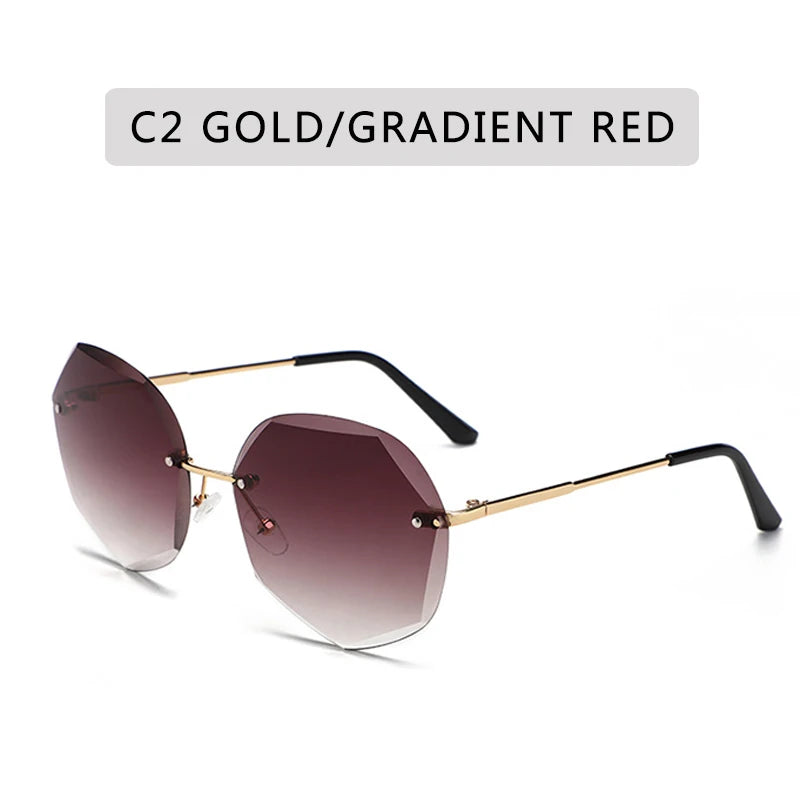 Sunglasses Women Ocean Water Cut Trimmed Lens Metal Temples Sun Glasses