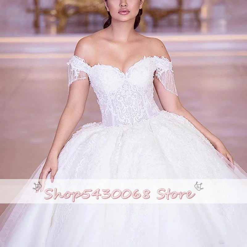 White Bridesmaid Dresses: Wedding Dresses Elegant Off Shoulder Tulle Bridal