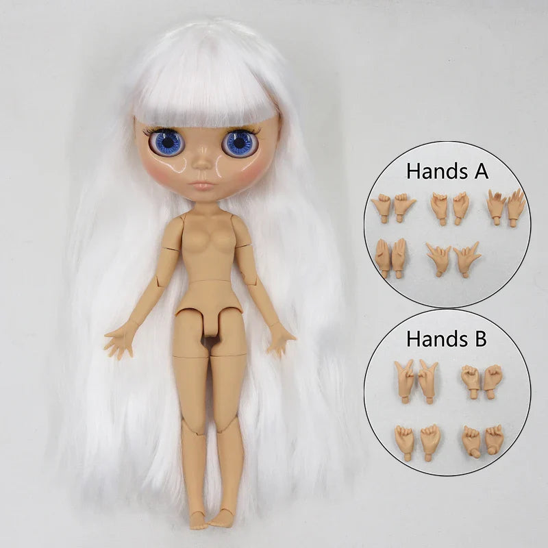 ICY DBS Blyth doll 1/6 bjd joint body tan skin doll glossy face 30cm toy random eyes colors
