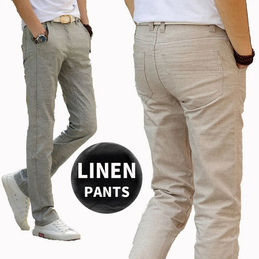 Thin Men Linen Cotton Slacks Men's Trousers Business Casual Straight Men