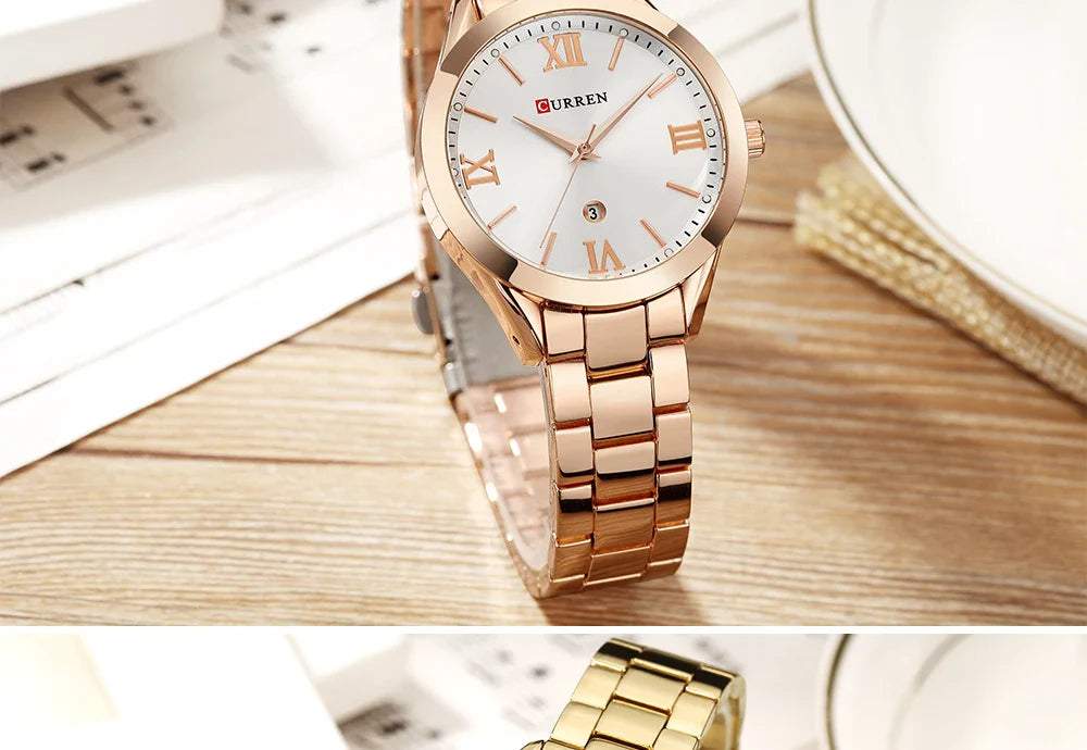 CURREN Ladies Watch For Women Fashion Retro Female Waterproof Watch Steel Quartz Watch For Women Christmas Relógio Feminino 9007