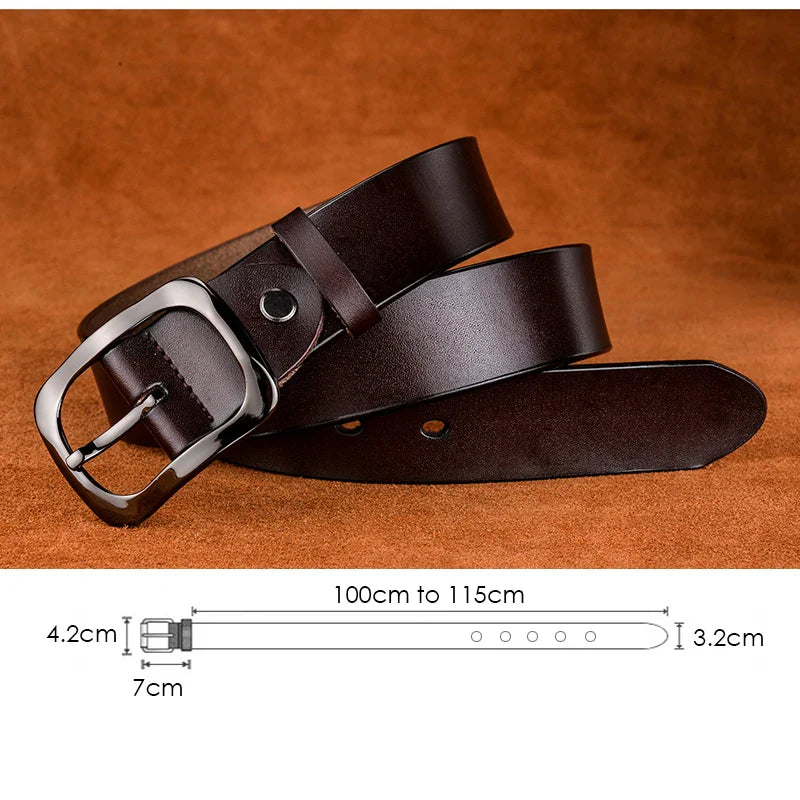 VATLTY 3.2cm Genuine Leather Belt for Women Natural Cowhide Metal Buckle Casual Jeans Trousers Belt Female Waistband Gifts