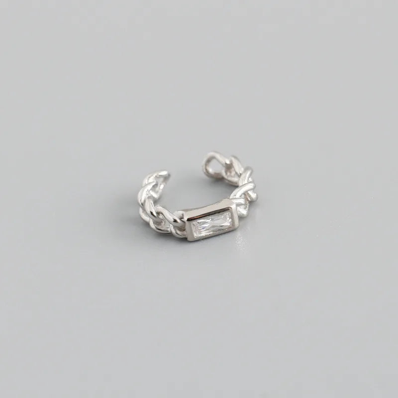 WANTME 925 Sterling Silver Colorful Square Shiny Zircon Beads Piercing Stud Earrings for Women Fashion Gothic Exquisite Jewelry
