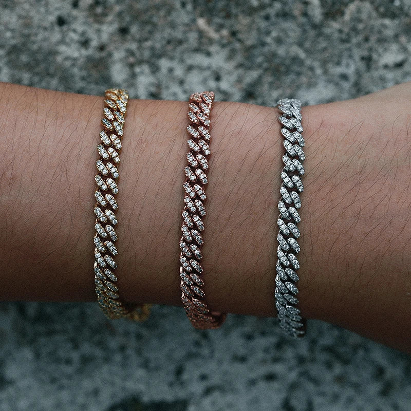 6mm 8mm Miami Cuban Chain Bracelet for Men Women Hip Hop 5A Cubic Zirconia Iced Out Jewelry