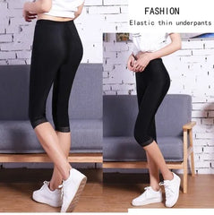 women summer knee length capris lady slim fitted skinny lace short legging big size